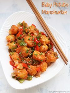 Baby Potato Manchurian Recipe – Sharmis Passions