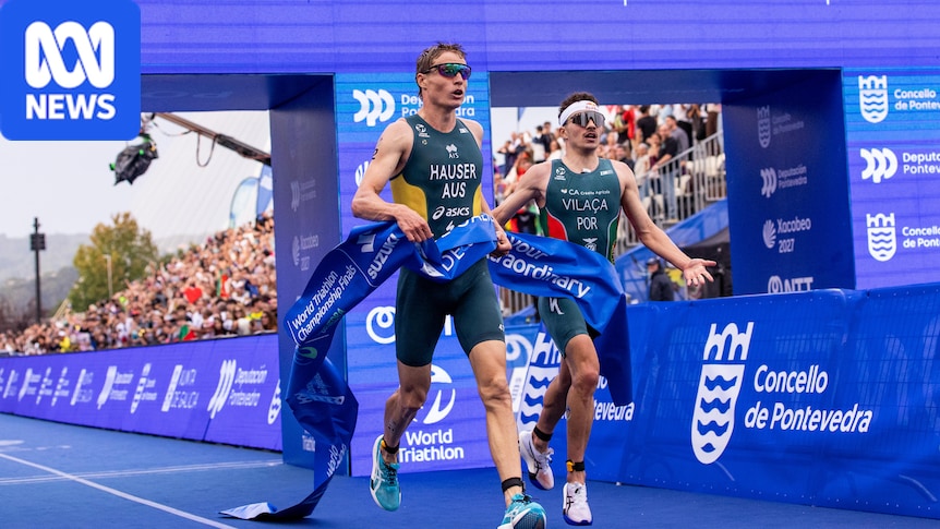 Matt Hauser edges World Triathlon sprint finish, Lauren Parker breaks record