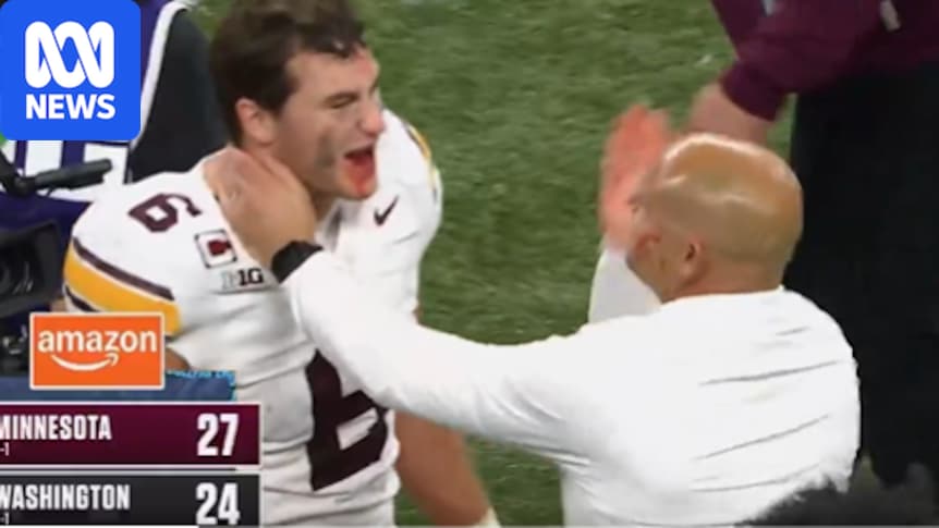 College football coach PJ Fleck goes viral after wiping player’s blood on own face