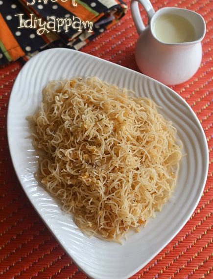 Sweet Idiyappam Recipe (with coconut and jaggery)