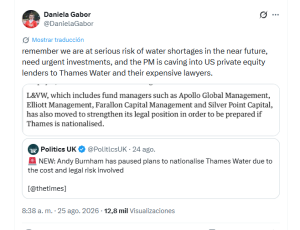 Canadian PM (and Former Central Banker) Mark Carney Is Pressuring UK to Abandon Plans to Nationalise Water